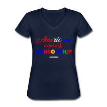 Load image into Gallery viewer, AMERICANS AGAINST CENSORSHIP - Women&#39;s V-Neck T-Shirt - navy
