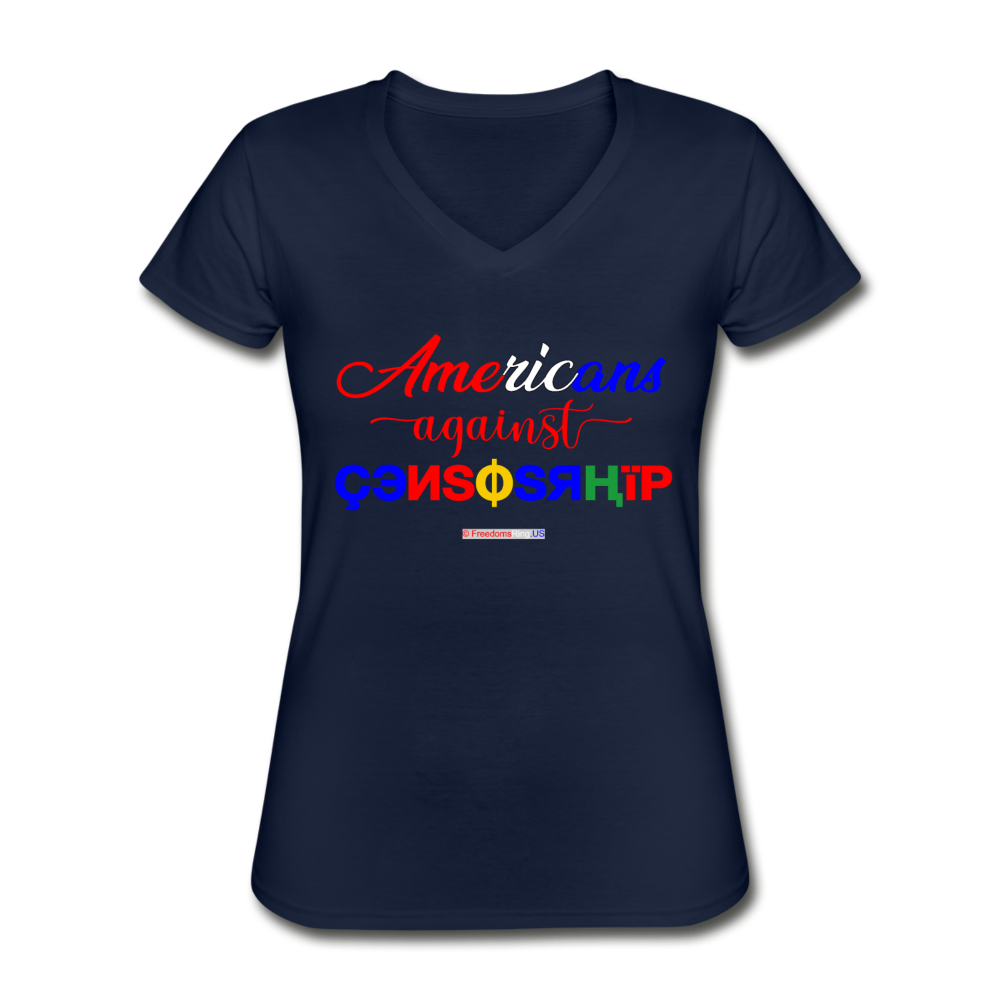 AMERICANS AGAINST CENSORSHIP - Women's V-Neck T-Shirt - navy