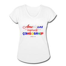 Load image into Gallery viewer, AMERICANS AGAINST CENSORSHIP - Women&#39;s Tri-Blend V-Neck T-Shirt - white
