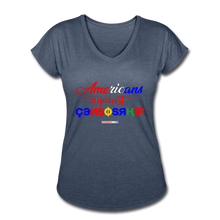 Load image into Gallery viewer, AMERICANS AGAINST CENSORSHIP - Women&#39;s Tri-Blend V-Neck T-Shirt - navy heather
