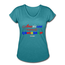 Load image into Gallery viewer, AMERICANS AGAINST CENSORSHIP - Women&#39;s Tri-Blend V-Neck T-Shirt - heather turquoise
