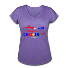 Load image into Gallery viewer, AMERICANS AGAINST CENSORSHIP - Women&#39;s Tri-Blend V-Neck T-Shirt - purple heather
