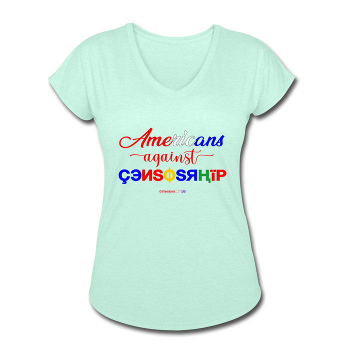 AMERICANS AGAINST CENSORSHIP - Women's Tri-Blend V-Neck T-Shirt - mint