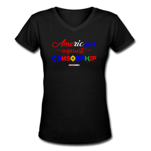 Load image into Gallery viewer, AMERICANS AGAINST CENSORSHIP - Women&#39;s V-Neck T-Shirt - black
