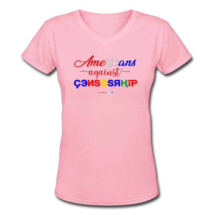 AMERICANS AGAINST CENSORSHIP - Women's V-Neck T-Shirt - pink