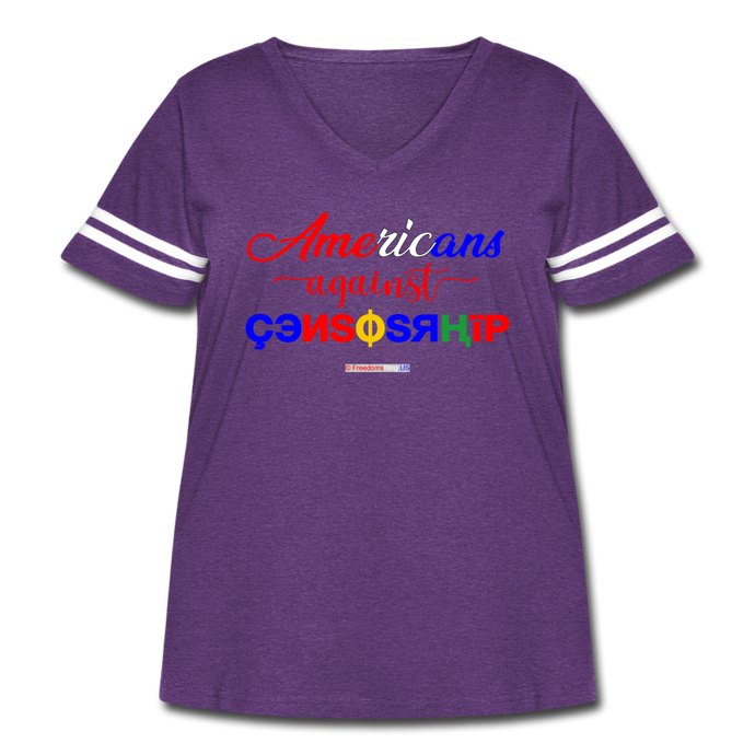 AMERICANS AGAINST CENSORSHIP - Women's Curvy Vintage Sport T-Shirt - vintage purple/white