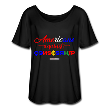 Load image into Gallery viewer, AMERICANS AGAINST CENSORSHIP - Women’s Flowy T-Shirt - black
