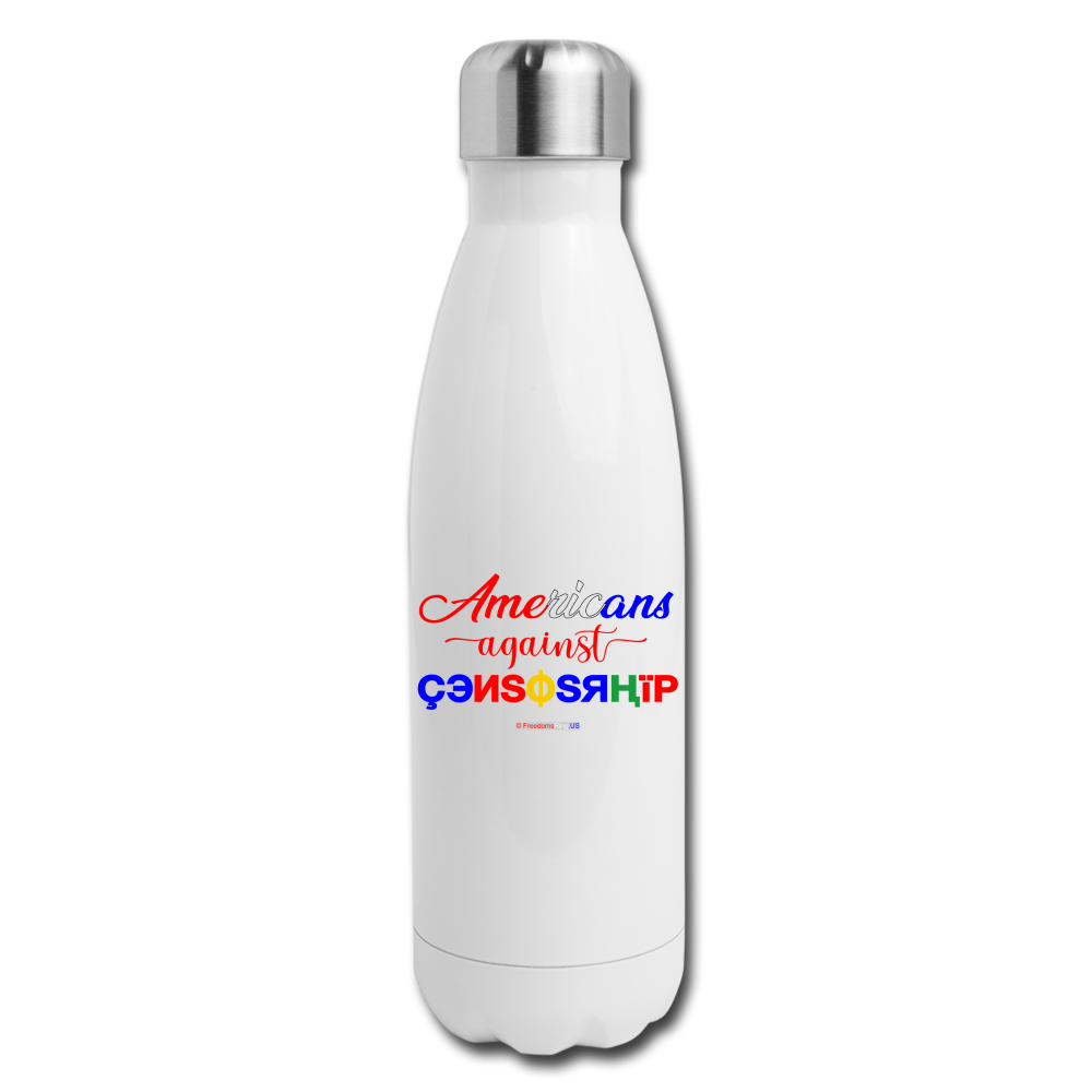 AMERICANS AGAINST CENSORSHIP - Insulated Stainless Steel Water Bottle - white