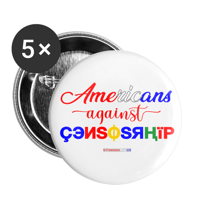 AMERICANS AGAINST CENSORSHIP - Buttons large 2.2'' (5-pack) - white