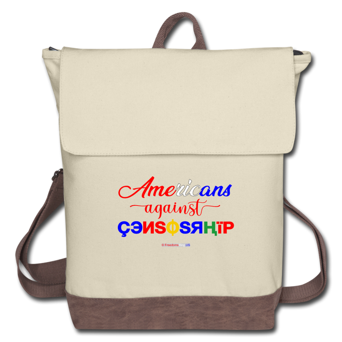 AMERICANS AGAINST CENSORSHIP - Canvas Backpack - ivory/brown