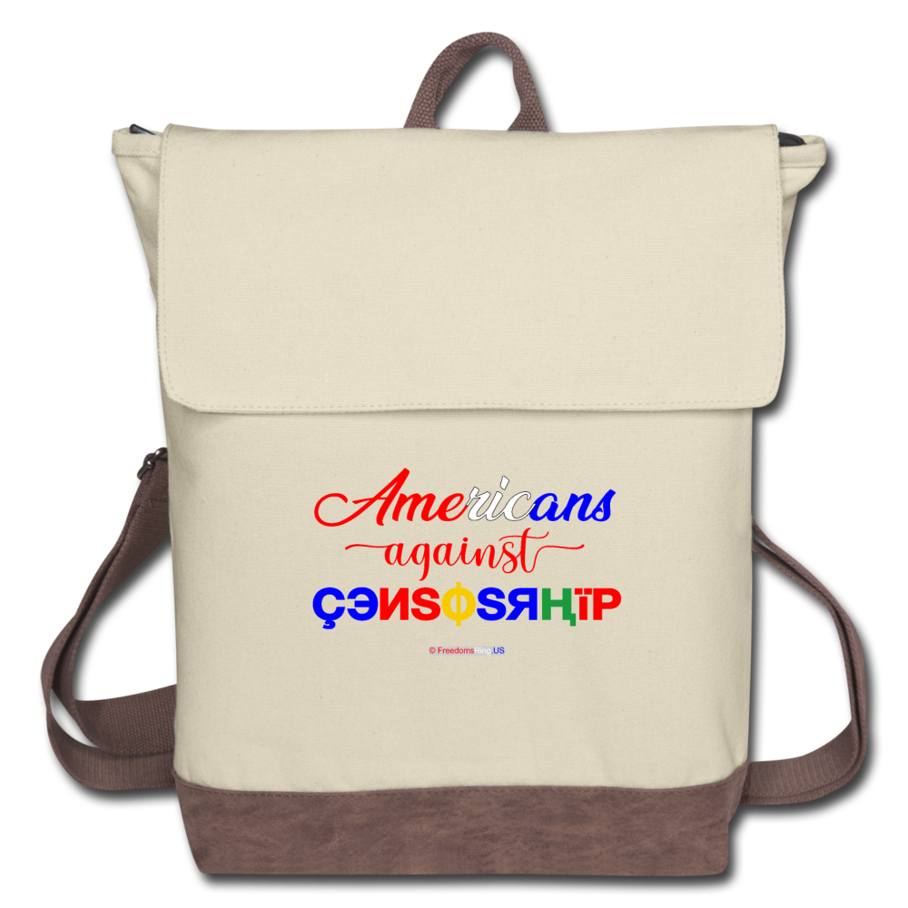 AMERICANS AGAINST CENSORSHIP - Canvas Backpack - ivory/brown