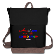 Load image into Gallery viewer, AMERICANS AGAINST CENSORSHIP - Canvas Backpack - black/brown
