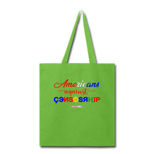 Load image into Gallery viewer, AMERICANS AGAINST CENSORSHIP - Tote Bag - lime green
