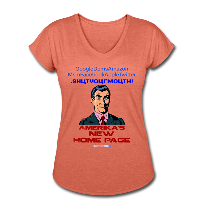 AMERIKA'S NEW HOME PAGE - Women's Tri-Blend V-Neck T-Shirt - heather bronze