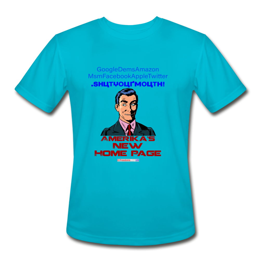 AMERIKA'S NEW HOME PAGE - Men’s Moisture Wicking Performance T-Shirt - turquoise