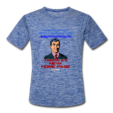 Load image into Gallery viewer, AMERIKA&#39;S NEW HOME PAGE - Men’s Moisture Wicking Performance T-Shirt - heather blue
