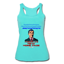 Load image into Gallery viewer, AMERIKA&#39;S NEW HOME PAGE - Women’s Tri-Blend Racerback Tank - turquoise
