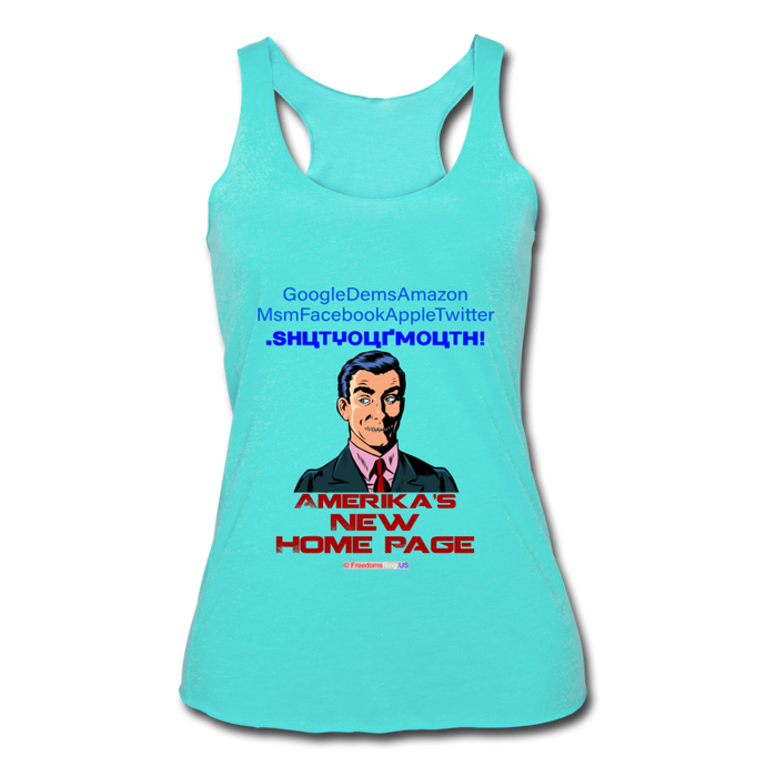 AMERIKA'S NEW HOME PAGE - Women’s Tri-Blend Racerback Tank - turquoise