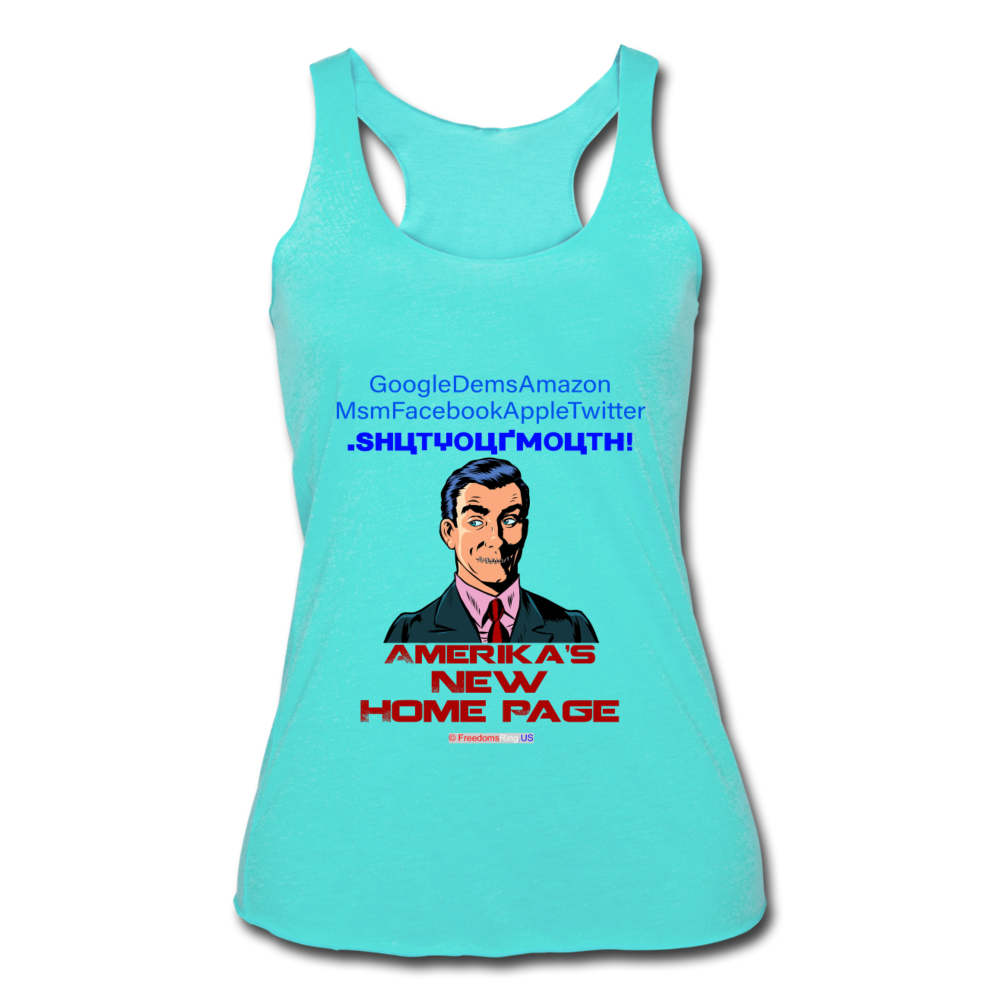 AMERIKA'S NEW HOME PAGE - Women’s Tri-Blend Racerback Tank - turquoise