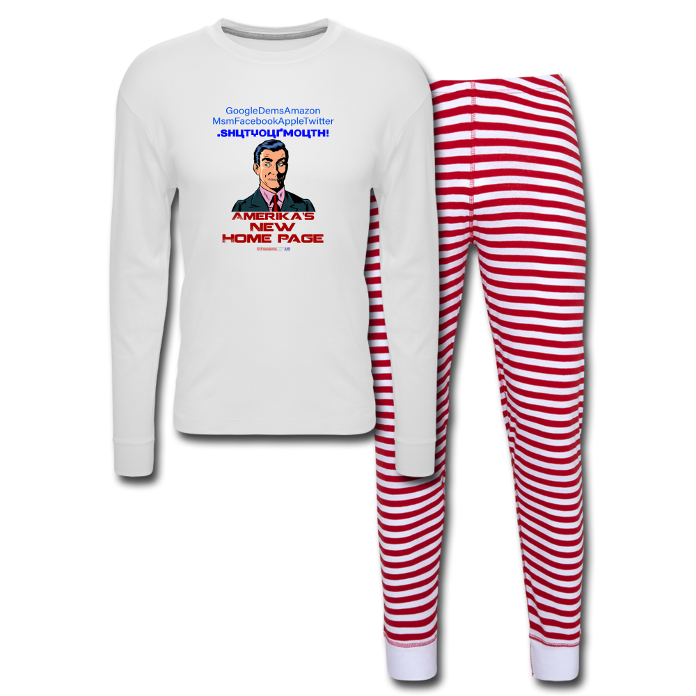 AMERIKA'S NEW HOME PAGE - Unisex Pajama Set - white/red stripe