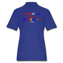 Load image into Gallery viewer, AMERIKA&#39;S NEW HOME PAGE - Women&#39;s Pique Polo Shirt - royal blue
