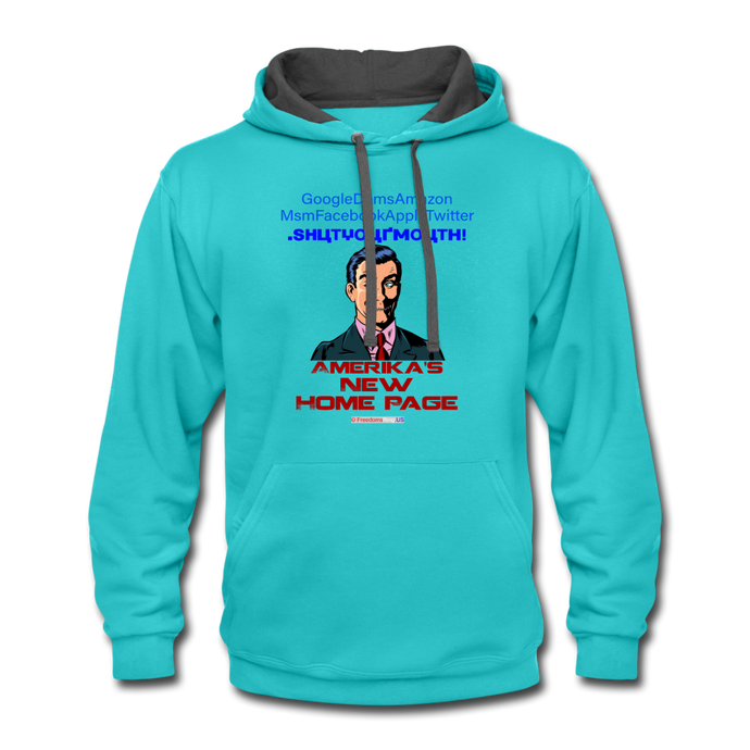 AMERIKA'S NEW HOME PAGE - Contrast Hoodie - scuba blue/asphalt