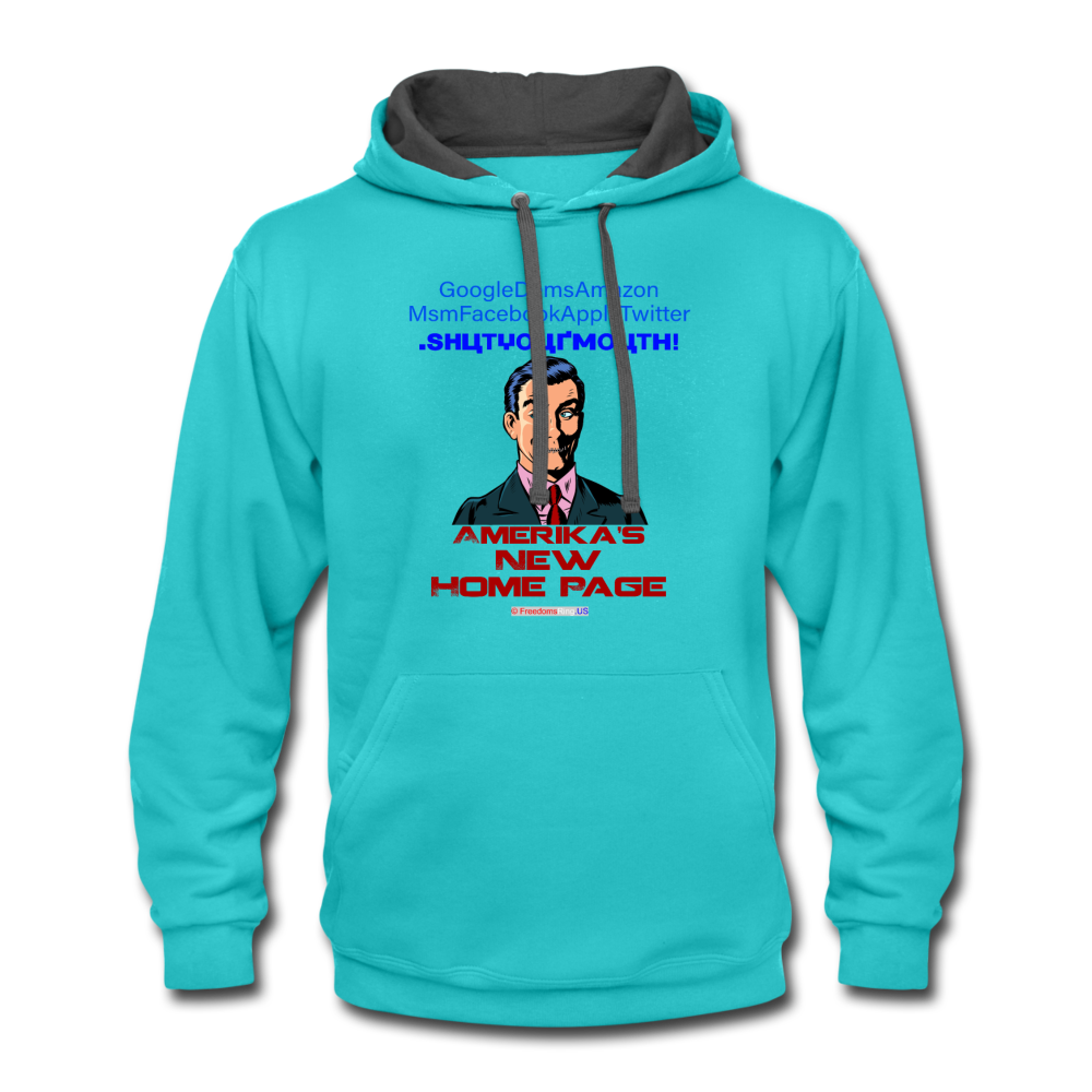 AMERIKA'S NEW HOME PAGE - Contrast Hoodie - scuba blue/asphalt