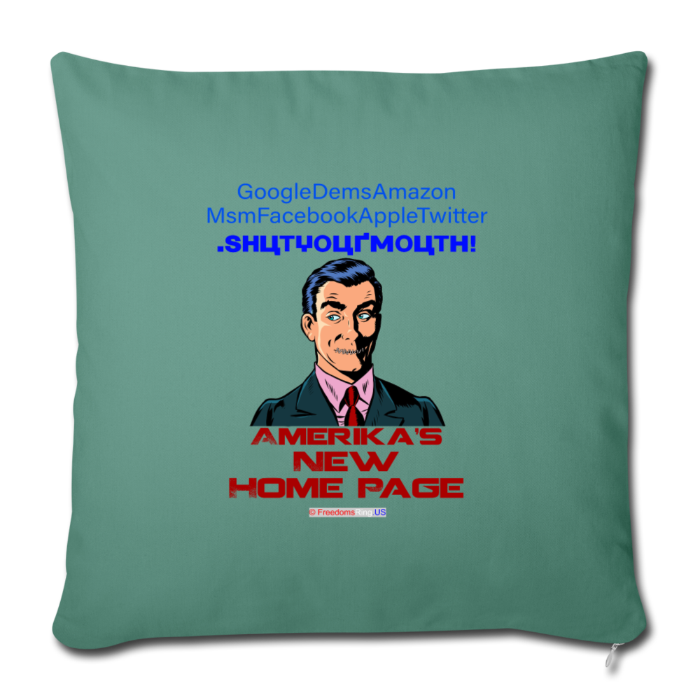 AMERIKA'S NEW HOME PAGE - Throw Pillow Cover 18” x 18” - cypress green