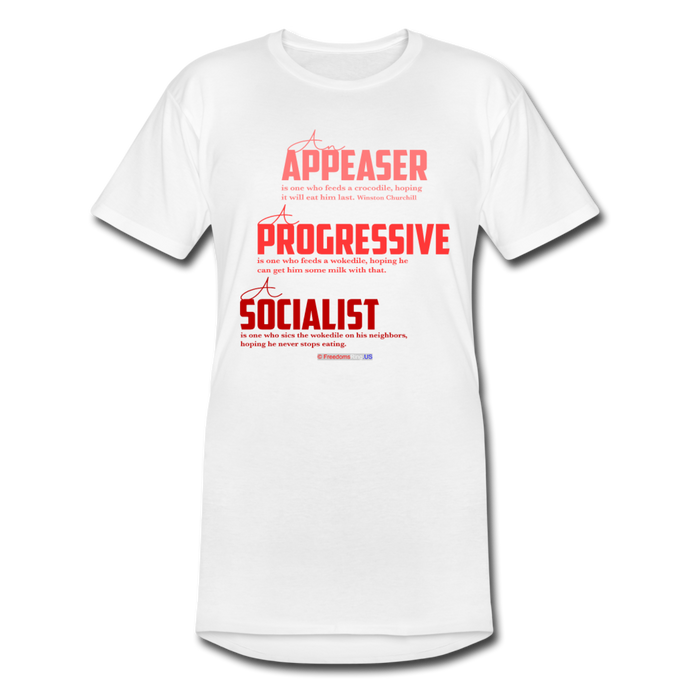 APPEASER, PROGRESSIVE, SOCIALIST - Men’s Long Body Urban Tee - white