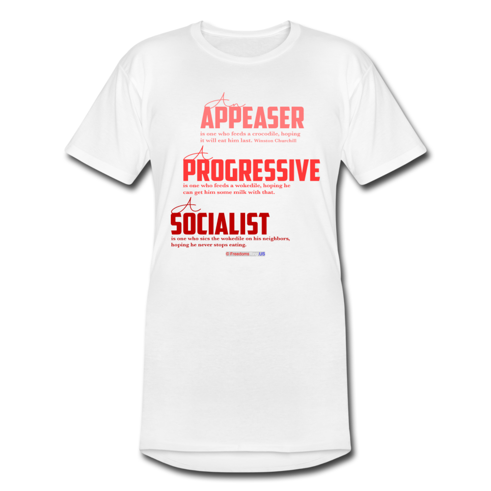 APPEASER, PROGRESSIVE, SOCIALIST - Men’s Long Body Urban Tee - white