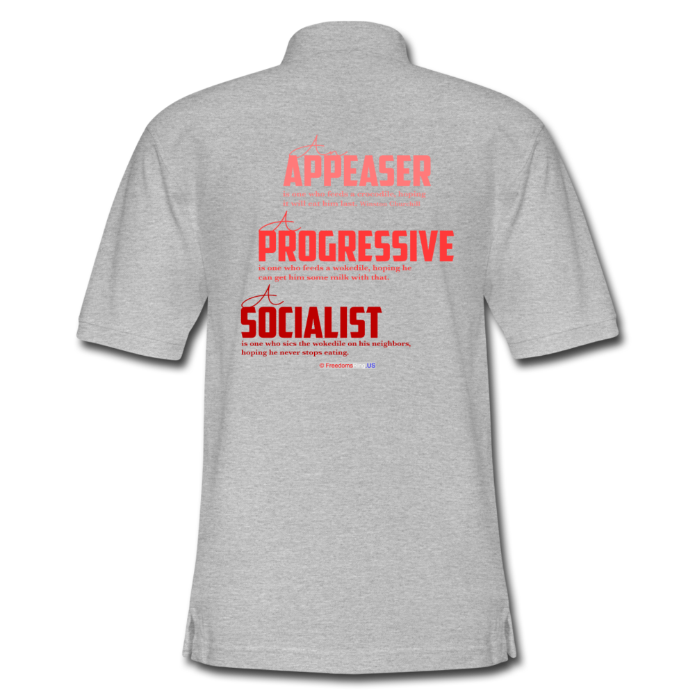 APPEASER, PROGRESSIVE, SOCIALIST - Men's Pique Polo Shirt - heather gray