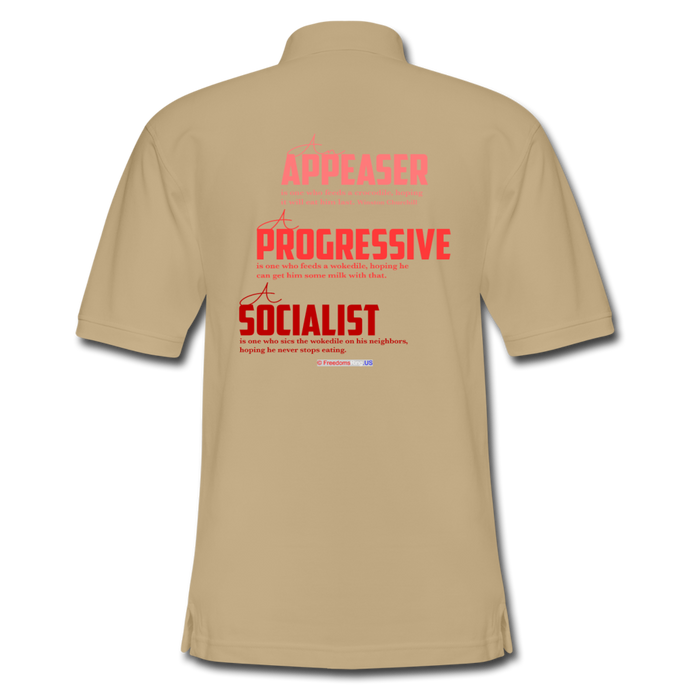 APPEASER, PROGRESSIVE, SOCIALIST - Men's Pique Polo Shirt - beige