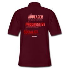 Load image into Gallery viewer, APPEASER, PROGRESSIVE, SOCIALIST - Men&#39;s Pique Polo Shirt - burgundy
