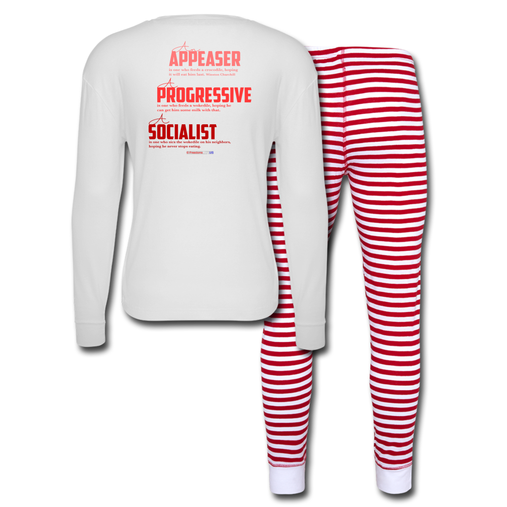 APPEASER, PROGRESSIVE, SOCIALIST - Unisex Pajama Set - white/red stripe