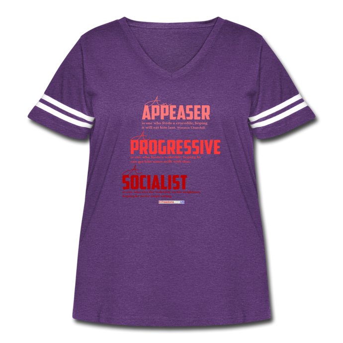 APPEASER, PROGRESSIVE, SOCIALIST - Women's Curvy Vintage Sport T-Shirt - vintage purple/white