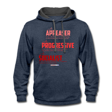 Load image into Gallery viewer, APPEASER, PROGRESSIVE, SOCIALIST - Contrast Hoodie - indigo heather/asphalt
