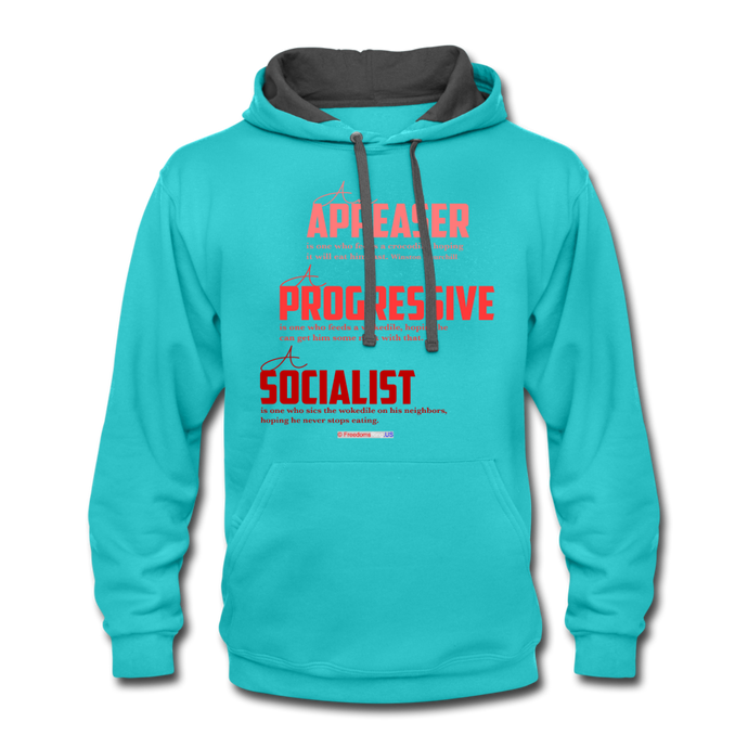 APPEASER, PROGRESSIVE, SOCIALIST - Contrast Hoodie - scuba blue/asphalt