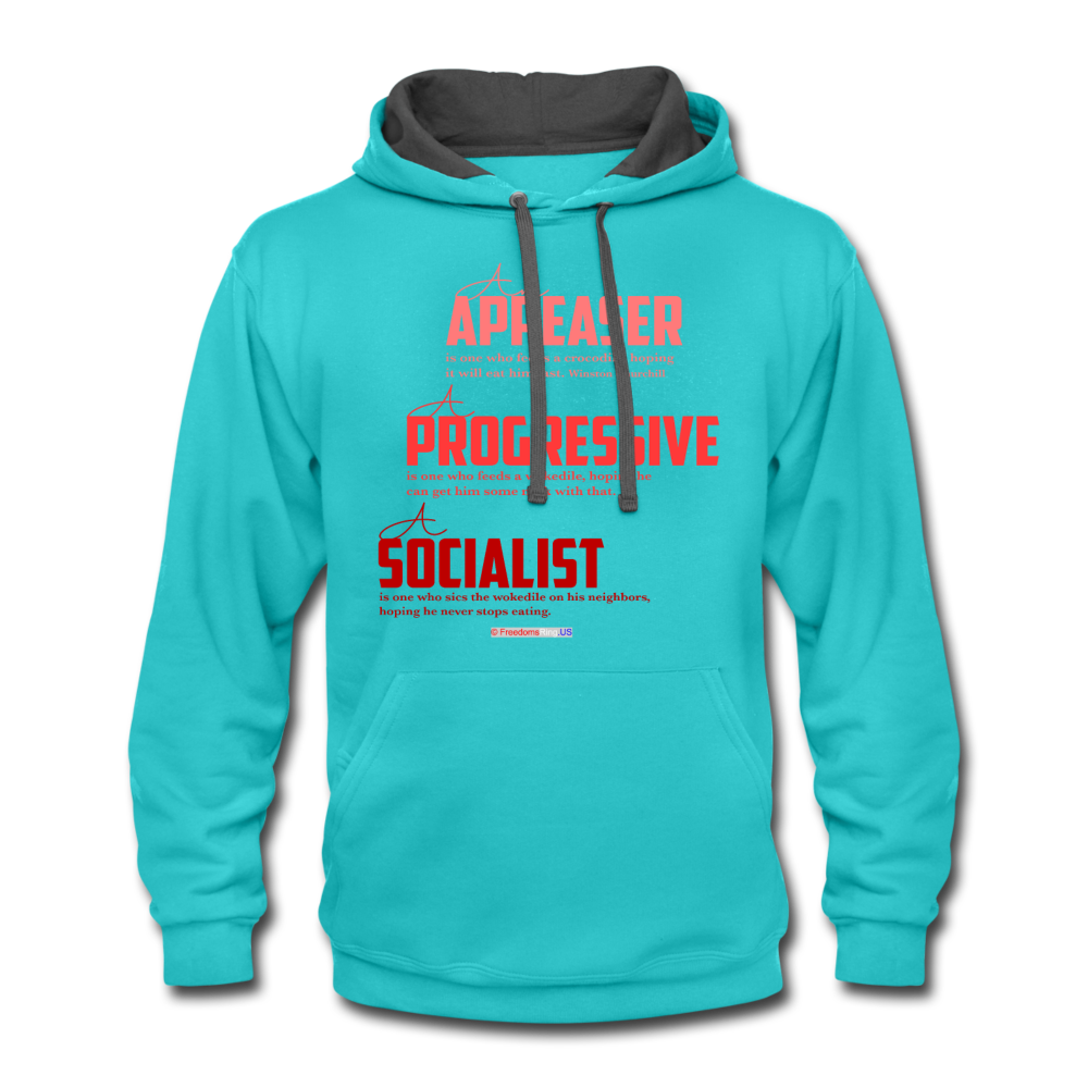 APPEASER, PROGRESSIVE, SOCIALIST - Contrast Hoodie - scuba blue/asphalt