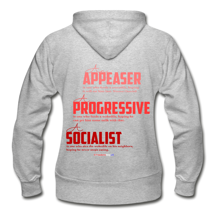 APPEASER, PROGRESSIVE, SOCIALIST - Gildan Heavy Blend Women's Zip Hoodie - heather gray