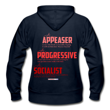 Load image into Gallery viewer, APPEASER, PROGRESSIVE, SOCIALIST - Gildan Heavy Blend Women&#39;s Zip Hoodie - navy
