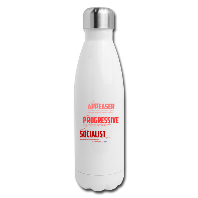 APPEASER, PROGRESSIVE, SOCIALIST - Insulated Stainless Steel Water Bottle - white