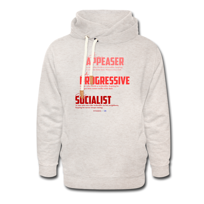 APPEASER, PROGRESSIVE, SOCIALIST - Shawl Collar Hoodie - heather oatmeal