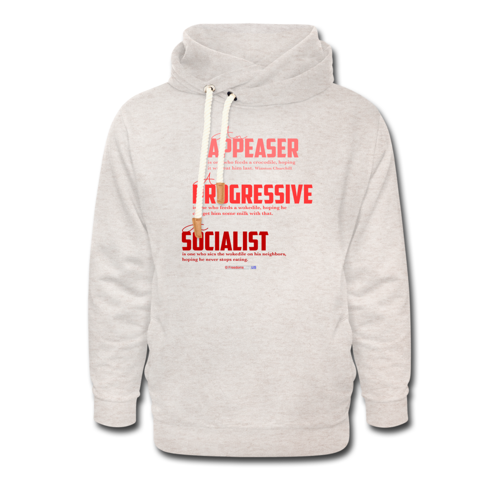 APPEASER, PROGRESSIVE, SOCIALIST - Shawl Collar Hoodie - heather oatmeal