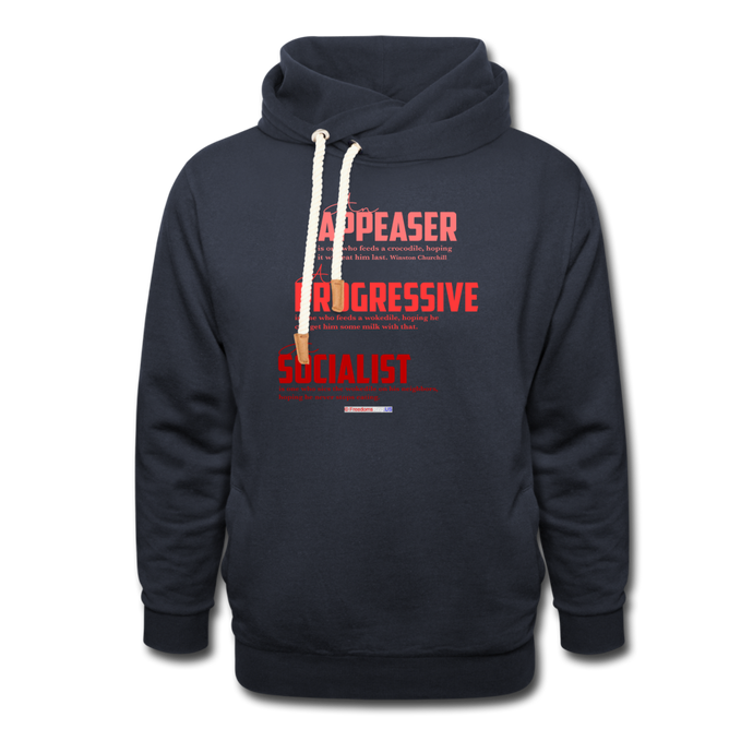 APPEASER, PROGRESSIVE, SOCIALIST - Shawl Collar Hoodie - navy