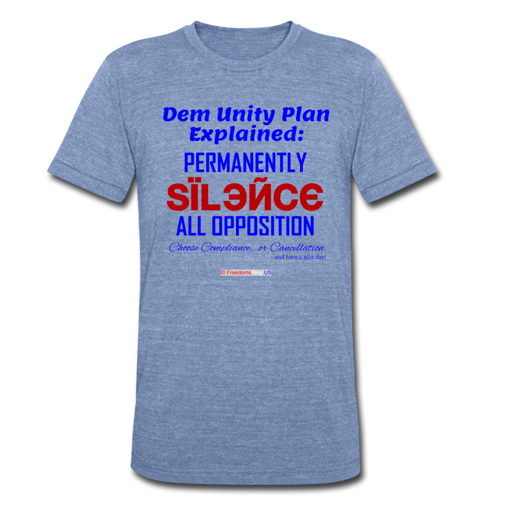 DEM UNITY PLAN - Unisex Tri-Blend T-Shirt - heather Blue