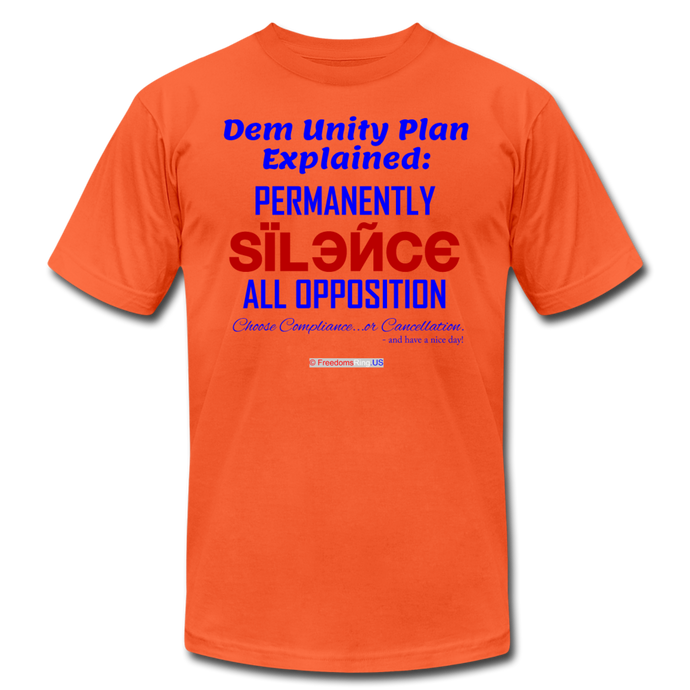 DEM UNITY PLAN - Unisex Jersey T-Shirt by Bella + Canvas - orange