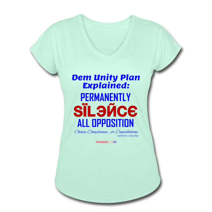 DEM UNITY PLAN - Women's Tri-Blend V-Neck T-Shirt - mint