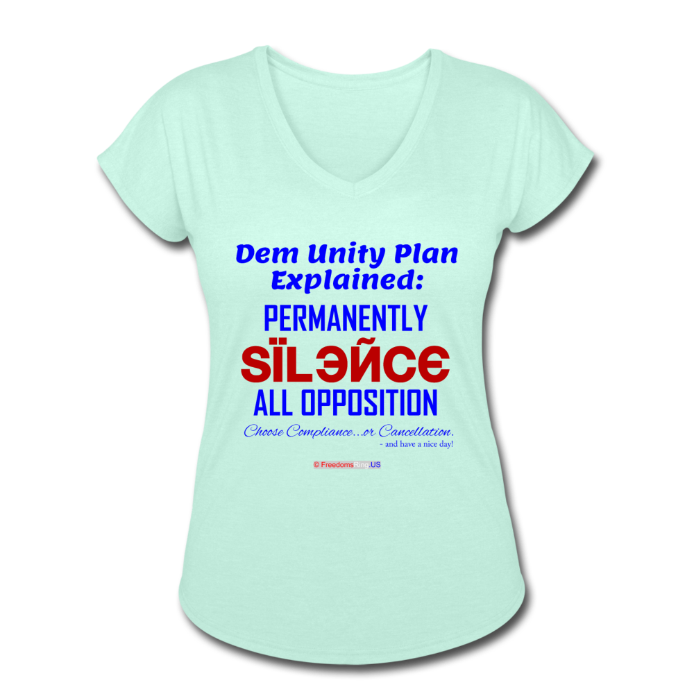 DEM UNITY PLAN - Women's Tri-Blend V-Neck T-Shirt - mint