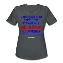 Load image into Gallery viewer, DEM UNITY PLAN - Women&#39;s Moisture Wicking Performance T-Shirt - charcoal
