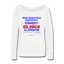 Load image into Gallery viewer, DEM UNITY PLAN - Women&#39;s Wideneck Sweatshirt - white
